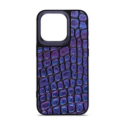 Кожаный чехол для Apple iPhone 14 Pro, Harder Kaiju Skin, синий, термополиуретан ТПУ + экокожа с эффектом текстуры монстра, панель, защита корпуса, противоударный, микрофибра, рамка вокруг камеры, защита всего корпуса, (ARM76859)