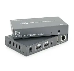 Подовжувач HDMI сигналу через UTP-кабель VEGGIEG VHD011 Extender KVM 4K, HDMI1.4/HDCP2.0, USB, Audio, 120m - мініатюра 1