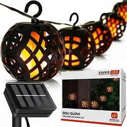Вулична гірлянда SuperLED Flame Lantern 20 м, ліхтарики з ефектом полум'я - мініатюра 4