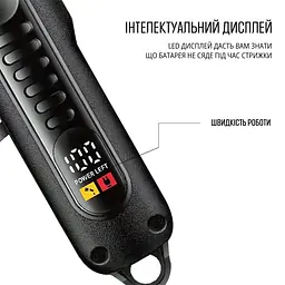 Професійна акумуляторна машинка для стрижки волосся і бороди з LED-дисплеєм Geemy, Тример для стрижки + 4 насадки, Чорна - мініатюра 6