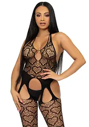 Бодістокінг з відкритим доступом Leg Avenue Net suspender bodystocking One size Black, мереживо - мініатюра 1