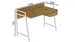 Письмовий стіл Ferrum-decor Комфорт 750x1200x600 Білий метал ДСП Дуб Артізан 32 мм (FRD-103462) - мініатюра 2