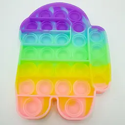Сенсорна іграшка антистрес силіконова нескінченна пухирка поп іт UKC Pop It Fidget Амонг ас веселка неоновий світиться - мініатюра 8