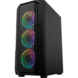 Корпус 1stPlayer XF-BK-4F7, Black, без БЖ, Midi Tower, ATX / Micro ATX / Mini ITX, 1xUSB 3.0 / 2xUSB 2.0, макс. CPU - 165 мм / VGA - 320 мм, 4x120 мм ARGB, бічна панель із загартованого скла - мініатюра 2