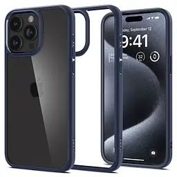Прозорий чохол Spigen Ultra Hybrid для iPhone 15 Pro (6.1") Navy Blue ACS06711 - мініатюра 6