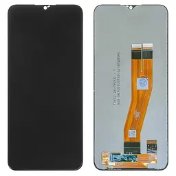 Дисплей Samsung A025F/DS Galaxy A02s, M025 Galaxy M02s, чорний, без рамки, Оригінал (переклеєне скло), з жовтим шлейфом, (160,5x72 mm)