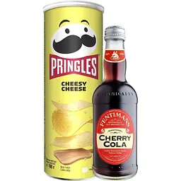 Набір: чипси Pringles Cheese 165 г + напій Fentimans Cherry Cola безалкогольний 275 мл