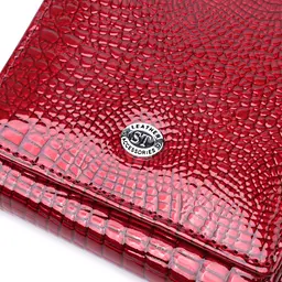 Компактний гаманець для жінок з натуральної шкіри лакованої ST Leather 22687 червоний - мініатюра 8