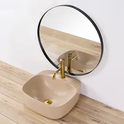 Умивальник Rea Luiza 42 beige mat накладний бежевий матовий REA-U9607 - мініатюра 4