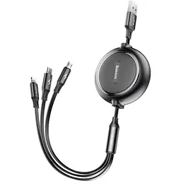 Кабель Baseus Golden Loop 3 in 1 Elastic Cable USB to Type-C/Lightning/MicroUSB 3.5A 1.2m CAMLT-JH01 Black
