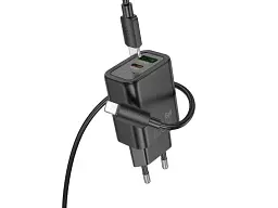 Мережевий зарядний пристрій Hoco N61 Gentle 20 W Lightning - USB Type-C cable Black (6942007644259) - мініатюра 2