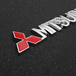 Емблема напис MITSUBISHI хром+червоний 150х28 мм пластик (на скотчі) - мініатюра 2