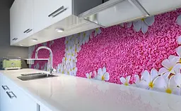 Вініловий кухонний фартух Килим з квітів наклейка для кухні ПВХ Рожевий Happy Pocket Z181758