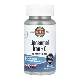 Железо KAL 18 мг (Liposomal Iron) – 30 веганских капсул.