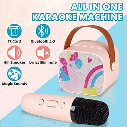 Дитяча караоке-машина, портативний Bluetooth-динамік з бездротовим мікрофоном - мініатюра 6