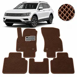 Килимки в салон EVA для Volkswagen Tiguan II USA Allspace 2015- з підп'ятником Коричневі 5 шт