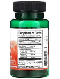 Олія насіння чорного кмину Swanson Black Cumin Seed Oil 500 mg 60 Liq Vegcap (1086-2022-10-0205) - мініатюра 2