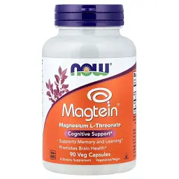 Вітамінно-мінеральний комплекс Now Foods Magnyy L-treonat, Magtein, Magnesium L-Threonate, 90 vegetaryanskykh ka (NF2390)
