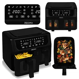 Аэрофритюрница двухкамерная Zeegma Dual 9л Black - мініатюра 9