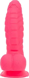 Ребристий фалоімітатор Addiction - Tom 7″ Dildo With Balls - Pink, віброкуля в подарунок - мініатюра 2