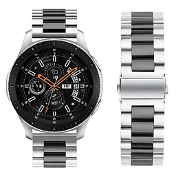 Ремінець BeWatch сталевий 22 мм Duo для Samsung Galaxy Watch 46 мм/Gear 3 Silver Black (1025411) - мініатюра 2