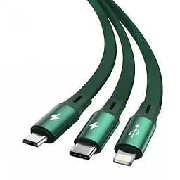 Кабель Baseus Bright Mirror 3-in-1 Cable USB to MicroUSB+Lightning+Type-C 3.5A 1.2m CAMLT-MJ06 Green - мініатюра 2