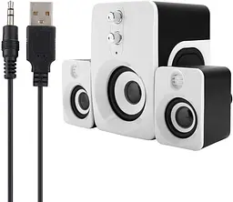 Комп'ютерні колонки 2.1 із сабвуфером та живленням від USB мультимедійна акустична система 12Вт UKC FT-10 біло-чорні - мініатюра 5
