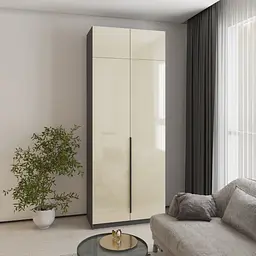 Шафа 2-дверна з антресоллю MebelStar Оскар Gloss BL-B, стандарт 100x52x260 см Антрацит/Альмонд (MBS-5382)