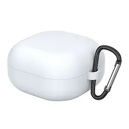 Силіконовий чохол для навушників Samsung Galaxy Buds Live/Buds 2/Buds 2 Pro/Buds Pro/Buds FE SM-R400, Hang Case, білий, ультратонкий захисний кейс товщиною 2 мм, захист від подряпин, пилу та ударів, компактний, з карабіном для кріплення