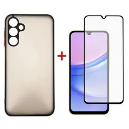Чохол до мобільного телефона Dengos Kit for Samsung Galaxy A15 case + glass (Black) (DG-KM-69)