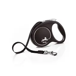 Рулетка Flexi Black Design для собак стрічка розмір M 5 м чорна