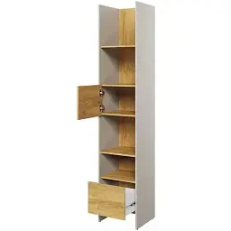 Етажерка Lenart Тін Флекс з ящиком сірий/гікорі 44x40x218 см - мініатюра 2