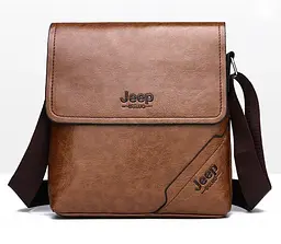 Сумка чоловіча через плече планшет крос-боді Jeep Світло-коричнева (684СК)
