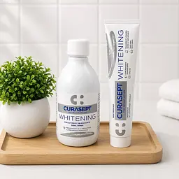 Набір Curasept Whitening (зубна паста 75 мл + ополіскувач 300 мл)