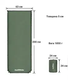 Килимок cамонадувний Naturehike (NH20DZ003) 5 см - одномісний - темно-сірий - мініатюра 7