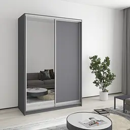 Шафа-купе дводверна MebelStar Стандарт AL ДСП/Дзеркало 140x60x210 см Антрацит (MBS-2418)