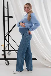 Джинси для вагітних прямі straight fit для майбутніх мам з регульованим поясом M (46) Anne Юла Мама синій - мініатюра 9