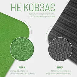 Килимок для йоги та фітнесу EasyFit TPE+TC 6мм двошаровий зелений-чорний - мініатюра 4