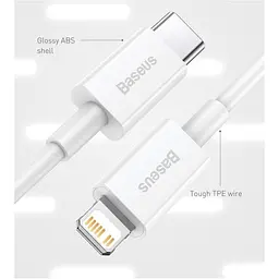 Кабель Baseus Superior Series USB-C to Lightning 20W 0.25m White (CATLYS-02) [111359] - мініатюра 6