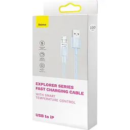Кабель Baseus Explorer Series Fast Charging Cable with Smart Temperature Control Cable USB to Lightning 2.4A 1m CATS010003 Blue - мініатюра 6
