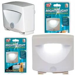 Світлодіодна LED-лампа з датчиком руху на батареях AAA світильник Mighty Light біла - мініатюра 2