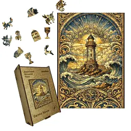 Дерев'яний фігурний пазл puzzlean Світло хвиль, А3, Дерев'яна коробка 200 елементів