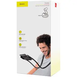 Тримач для телефону Baseus New Neck-Mounted Lazy Black SUJG-ALR01 - мініатюра 5