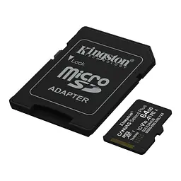 Kingston Карта пам'яті Kingston microSD 64GB C10 UHS-I A1 V10 R100MB/s + SD - мініатюра 2