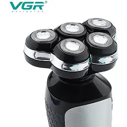Чоловіча акумуляторна роторна електробритва шейвер VGR V-385 LED дисплей 5Вт LI-on 1200 mAh чорна - мініатюра 3