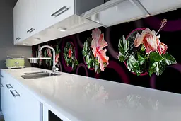 Кухонний фартух Гібіскус ПВХ наклейка рожеві квіти в горщиках Коричневий 60х200 см Happy Pocket Z180801 - мініатюра 6
