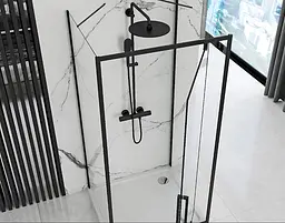 Душова кабіна Rea Rapid Swing 80x80 black REA-KPL-009949, Чорний матовий, Універсальна, прозрачний, Чорний матовий - мініатюра 4