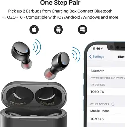 Бездротові навушники TOZO T6 Bluetooth 5.3 Premium Deep Bass. Вологозахист - мініатюра 5