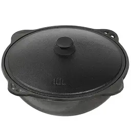 Узбецький казан чавунний Davr Metall з алюмінієвою кришкою 10 л