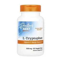 Вітамінно-мінеральний комплекс Doctor's Best L-триптофан, 500 мг, L-Tryptophan, 90 вегетаріанських капсул (DRB-00126)